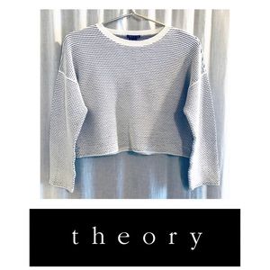 Theory Stripped Cropped Top Ling Sleeve Size Small